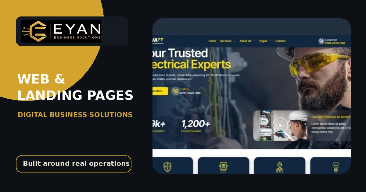 Mobile-first business website and landing page interface concept